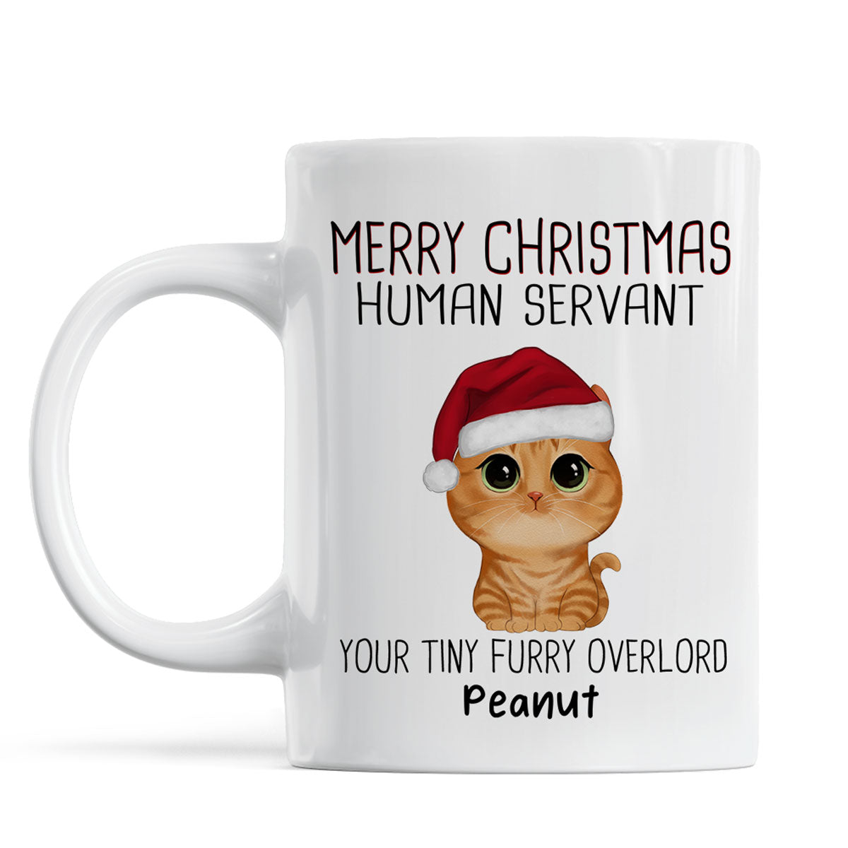 Watercolor Cute Cats Merry Christmas Human Servant Personalized Mug