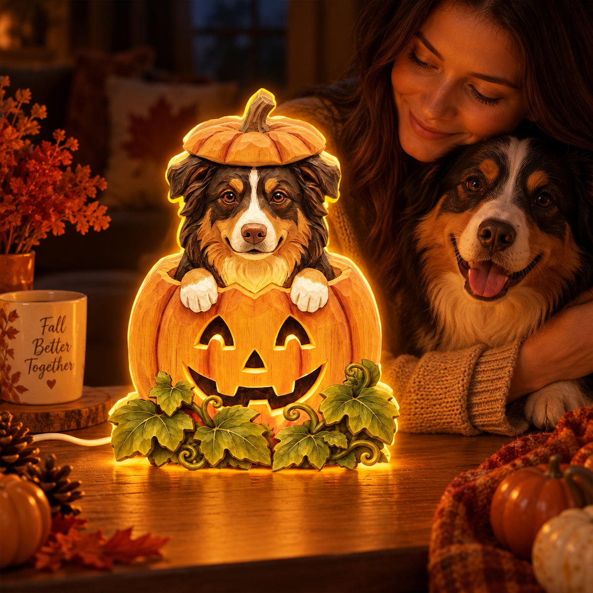 Custom Dog Cat Pumpkin Art - Personalized Light Box - Pet Halloween Fall Decor