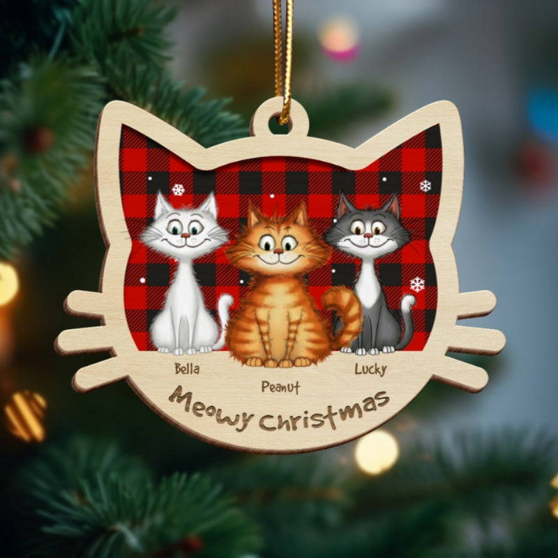 Funny Cat Christmas Wooden Ornament, Personalized Christmas Cat Ornament, Christmas Gift For Cat Lovers