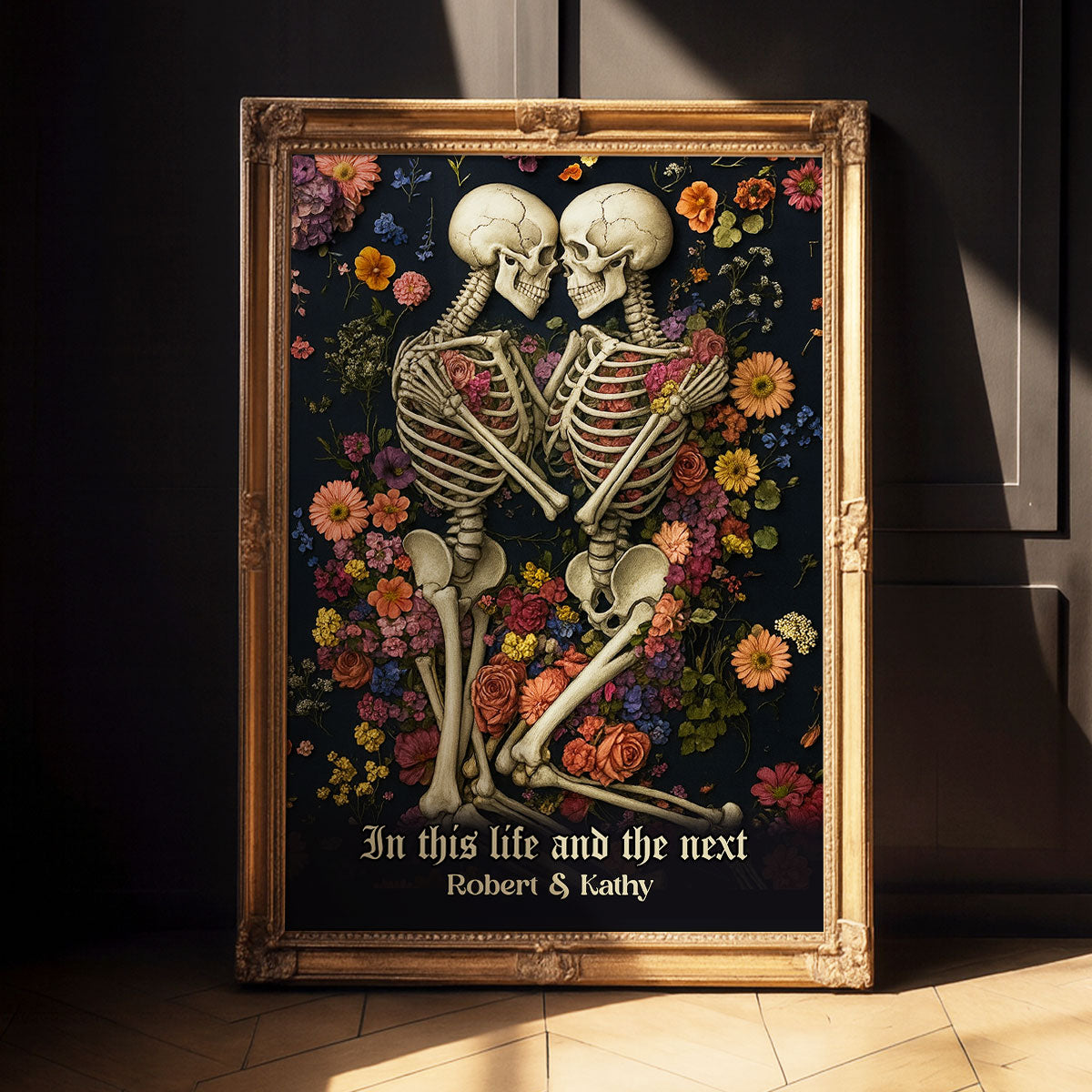 Till Death Do Us Part Romantic Skeleton Personalized Poster, Gothic Art Halloween Decor, Gift for him, Gift for her