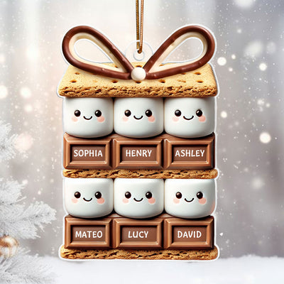 Funny Cute Christmas Family S'more Cake Personalized Acrylic Ornament