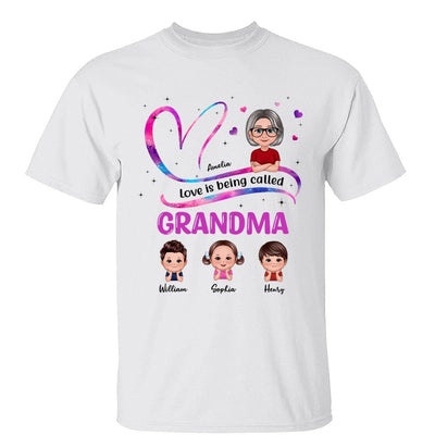 Heart Love Being Called Grandma Pretty Woman & Cute Doll Kids Personalized Shirt