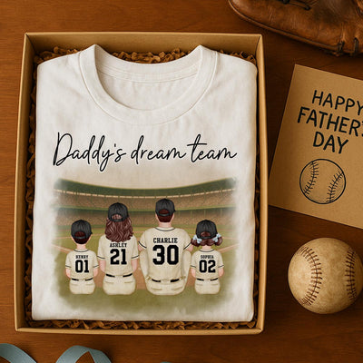 Retro Vintage Baseball Daddy's Dream Team Personalized Shirt, Gift For Dad