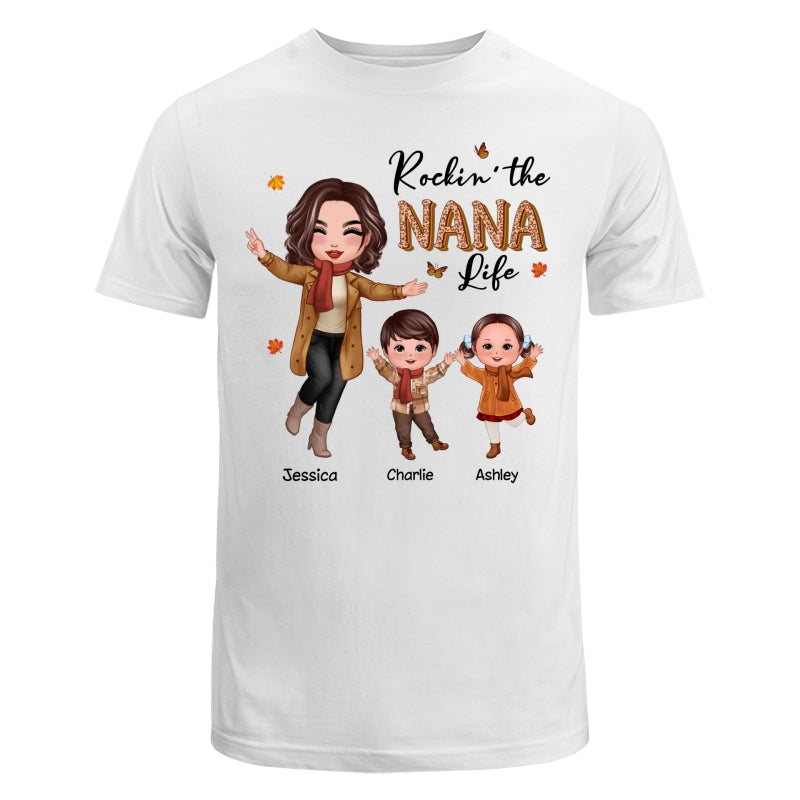 Rockin‘ Nana Life Fall Season Happy Doll Woman And Kids Personalized Shirt