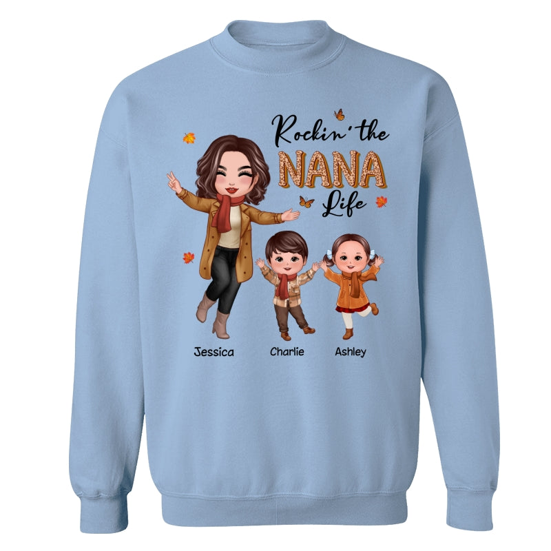 Rockin‘ Nana Life Fall Season Happy Doll Woman And Kids Personalized Shirt