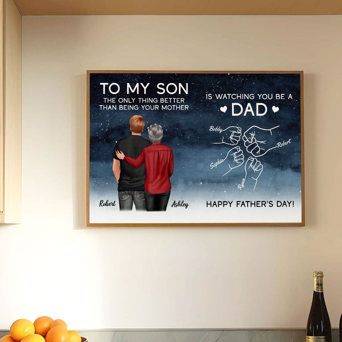Watching You Be A Dad From Mom Dad To Son Starry Night Personalized Poster, Gift For Son