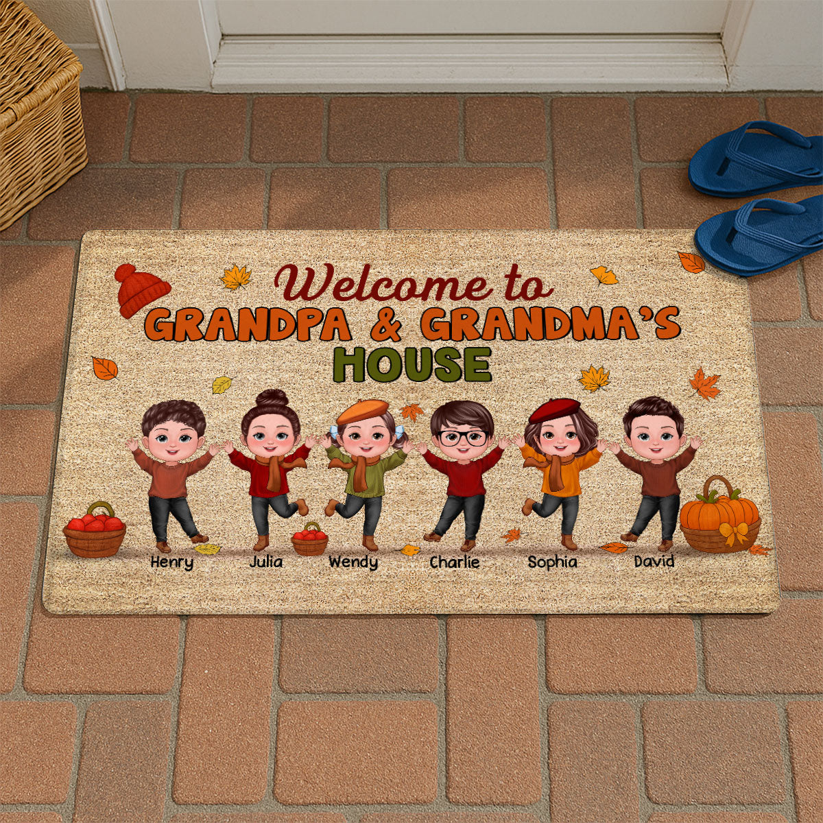 Fall Season Welcome To Grandma Grandpa House Personalized Doormat