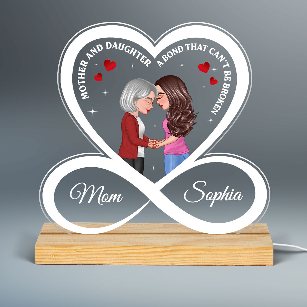 Mother Daughter A Bond That Can‘t Be Broken Personalized Acrylic Custom Shape LED Night Light