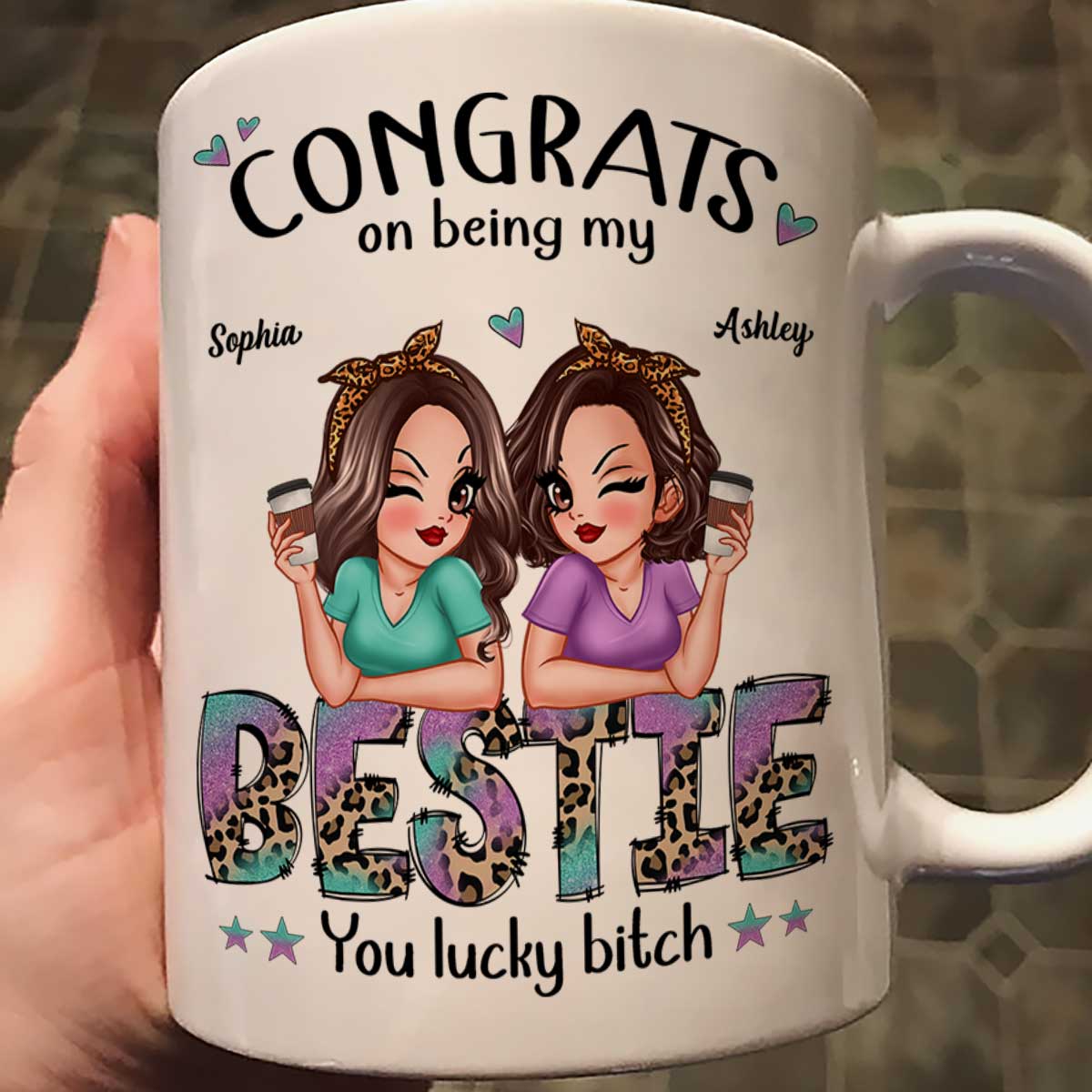 Congrats On Being My Bestie Pretty Sassy Girls Personalized Mug