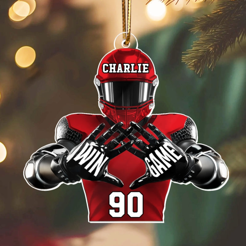 Football Player Football For Life Personalized Acrylic Ornament, 3D Effect Flat Ornament