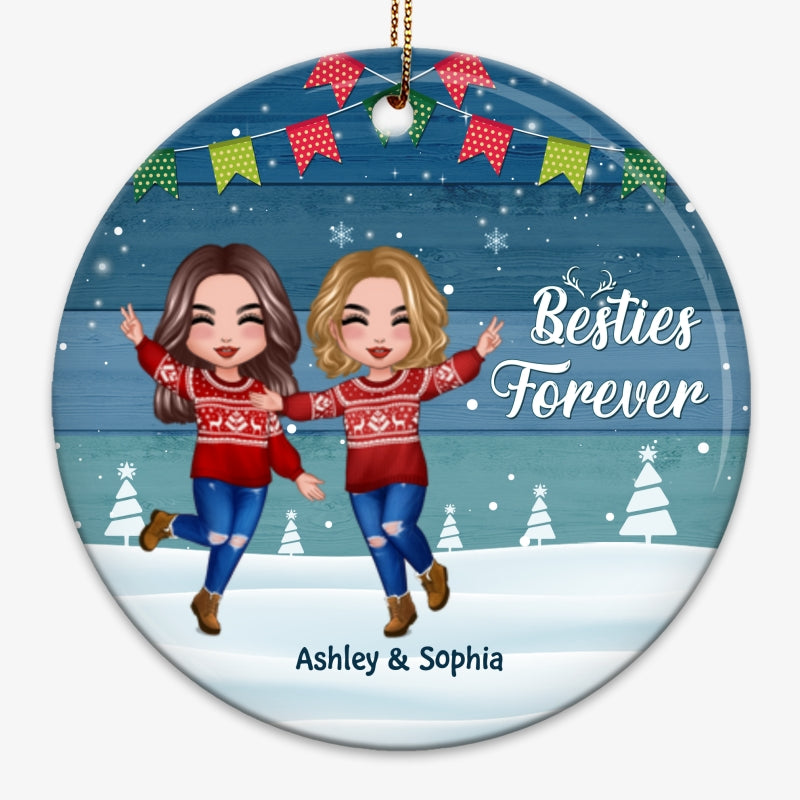 Blue Palette Happy Doll Besties Personalized Circle Ornament