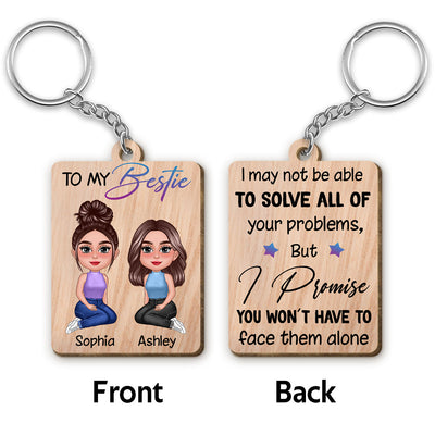 To My Bestie Pretty Doll Personalized Wooden Keychain
