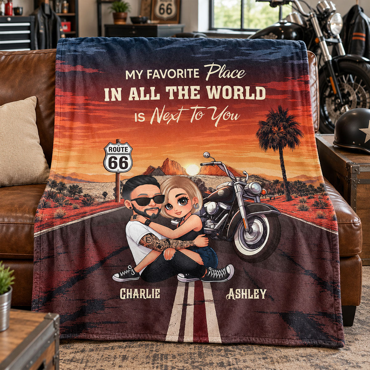 Bikers Couple Riding Partners for Life - Personalized Fleece Blanket - Gift for Him, Gift for Her