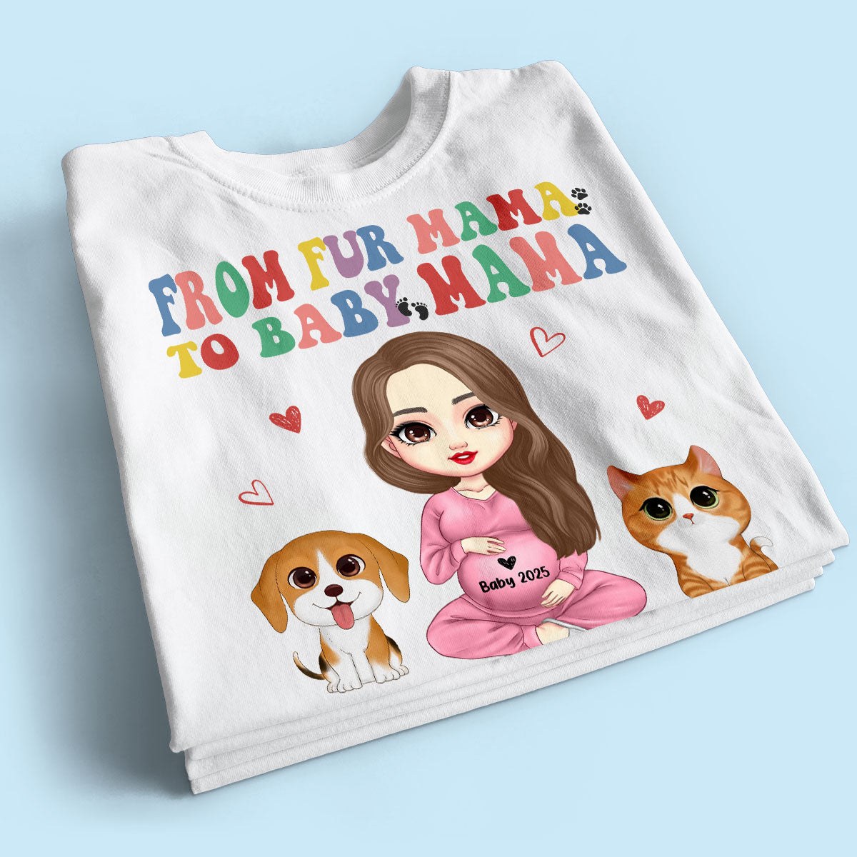 From Fur Mama To Baby Mama Personalized Shirt, Dog Mom Cat Mom, Custom Pregnancy Reveal Shirt, Gift For Expecting Moms