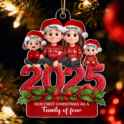 First Christmas as a Family of Three, Four - Personalized Acrylic Ornament - Christmas Gift for Family