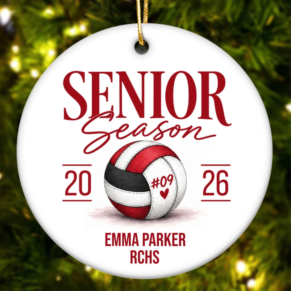 Senior Volleyball - Personalized Ceramic Ornament - Volleyball Senior Night Gift, Class of 2027 Keepsake, Volleyball Player Christmas Gift