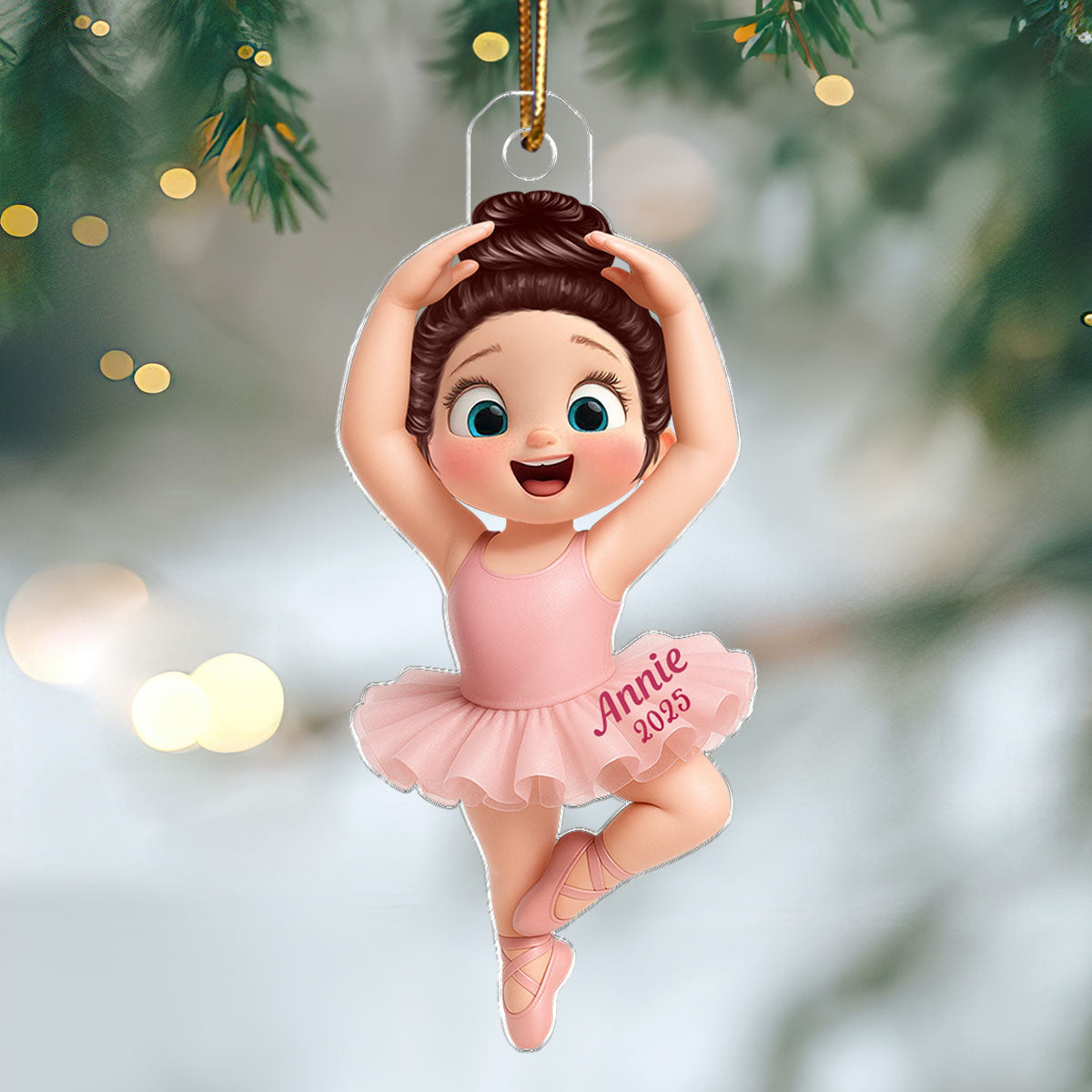 3D Effect Ballerina Little Girl Christmas Personalized Acrylic Ornament