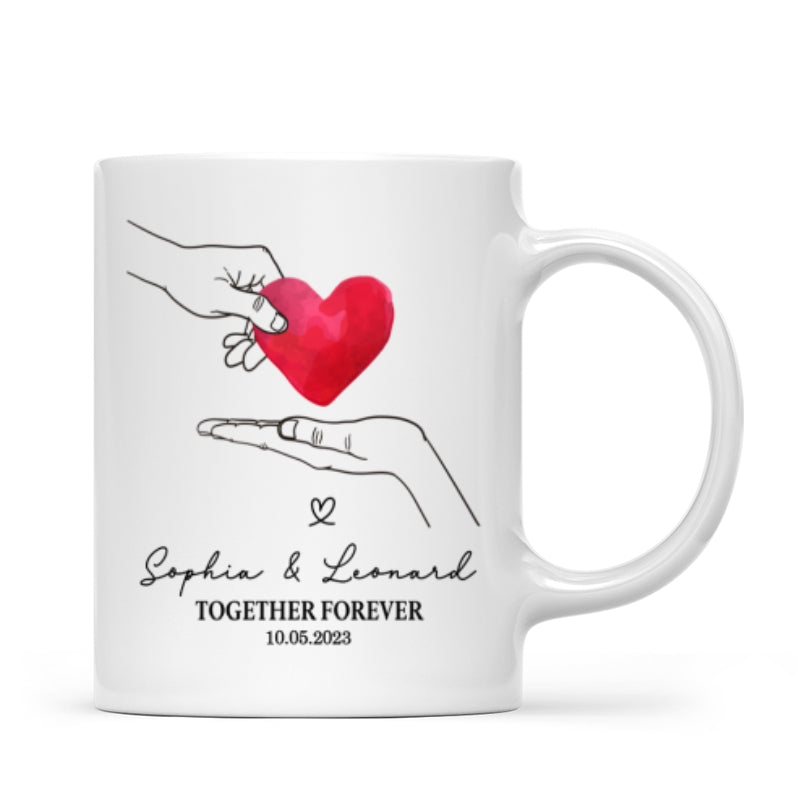 Give You My Heart Couple Hands Personalized Mug,  gift, Anniversary gift for Couples