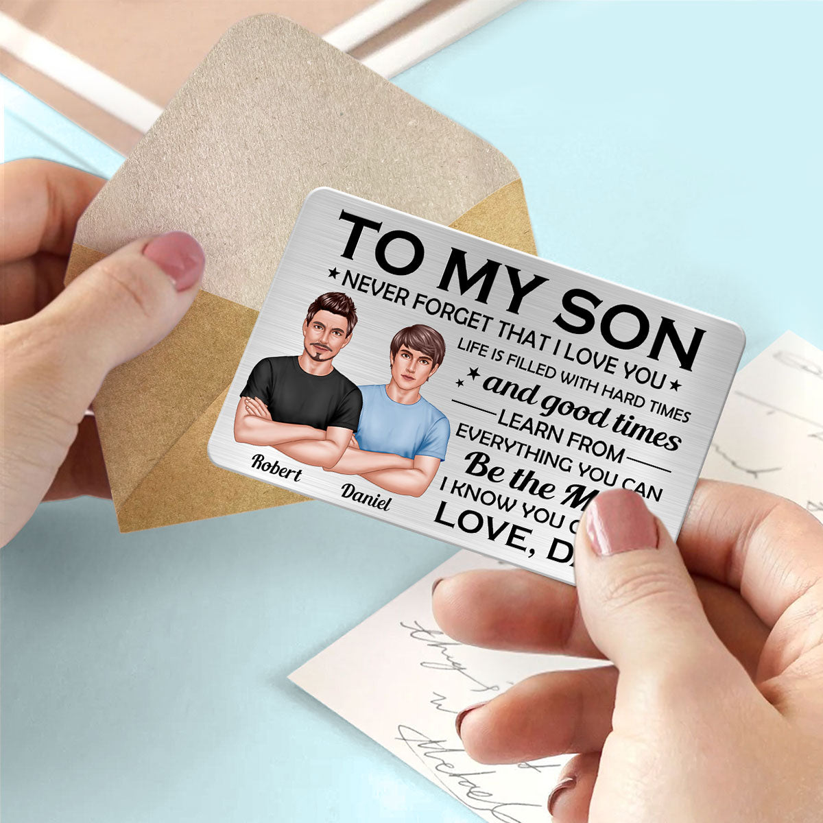 To My Son From Dad Personalized Metal Wallet Card
