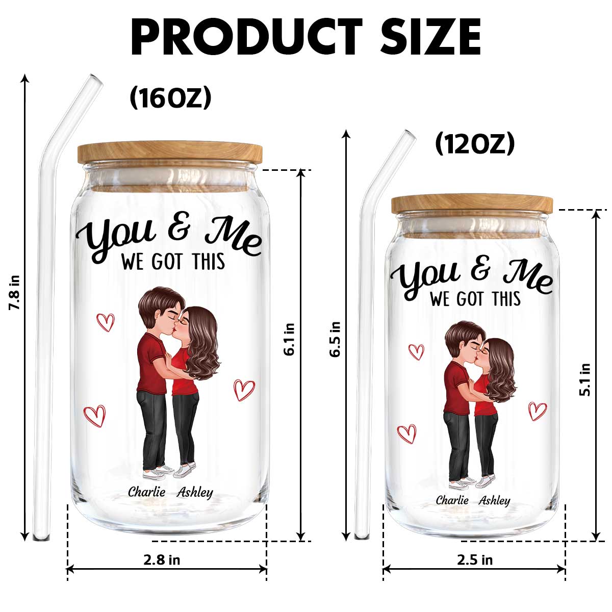 You & Me We Got This Couple Kissing Gift For Him Gift For Her Personalized Clear Glass Can