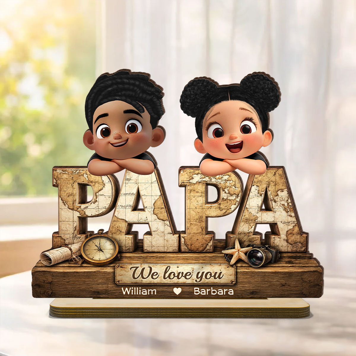 Papa We Love You - Personalized 2-Layered Wooden Plaque - Sentimental Father's Day Gift for Grandpa, Dad, Husband