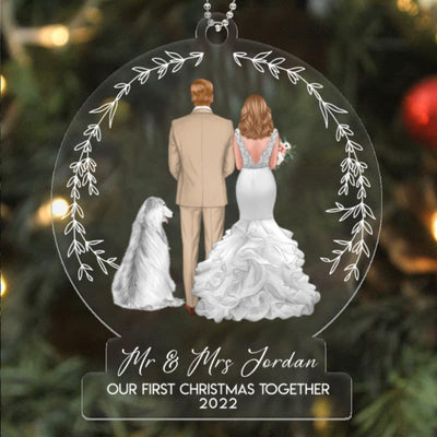 Wedding Couple Back View Dog Personalized Acrylic Ornament