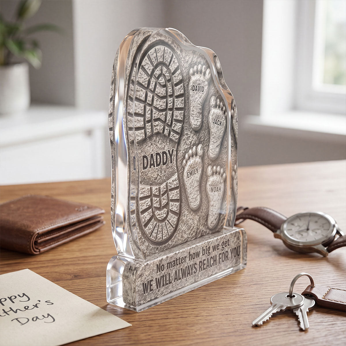 No Matter How Big We Get Always Reach For You Dad - Personalized Acrylic Block Plaque - Heartfelt Father's Day Gift For Dad, Husband