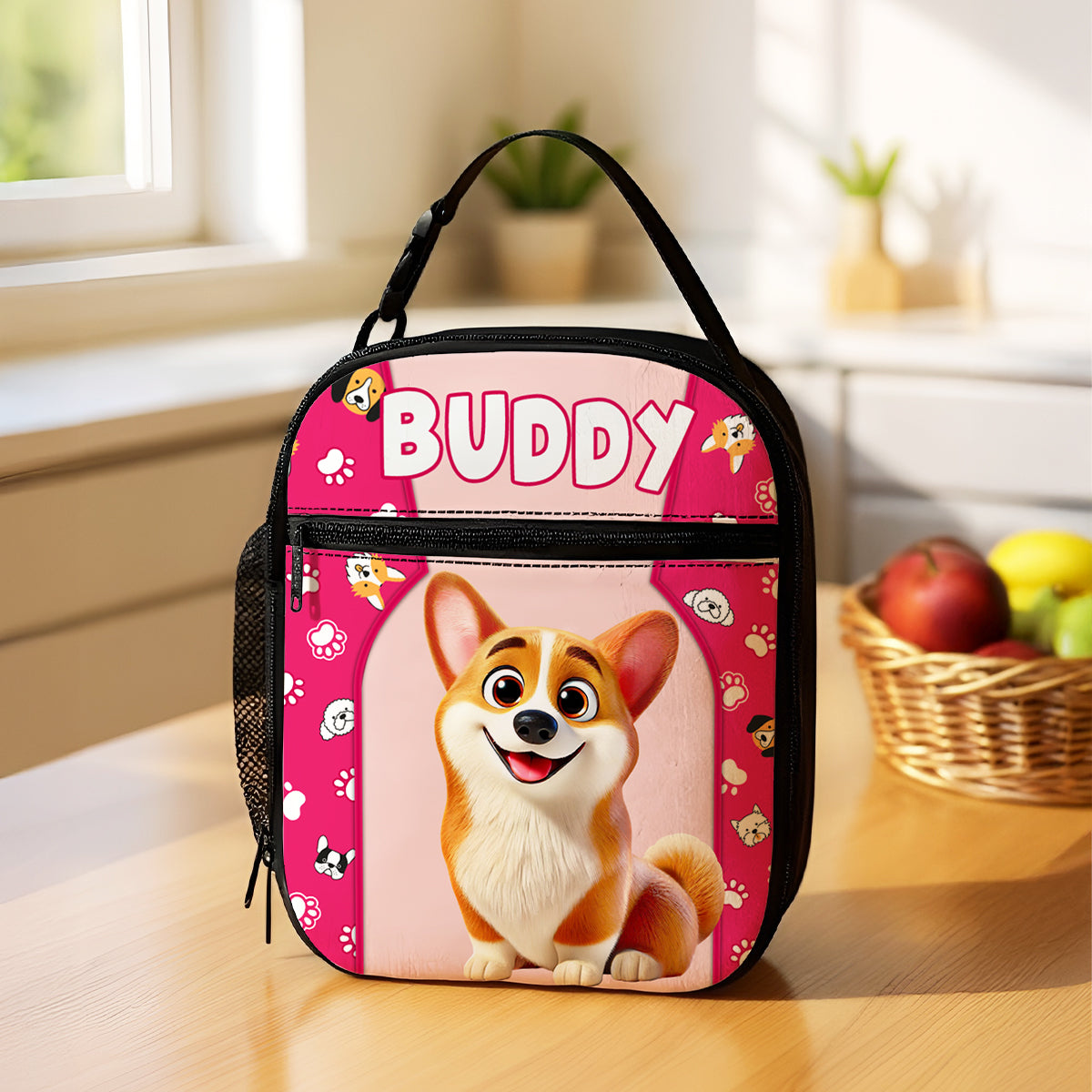 Cute Cartoon Dogs Cats Personalized Insulated Lunch Bag for Kids, Back to School Gift for Kids