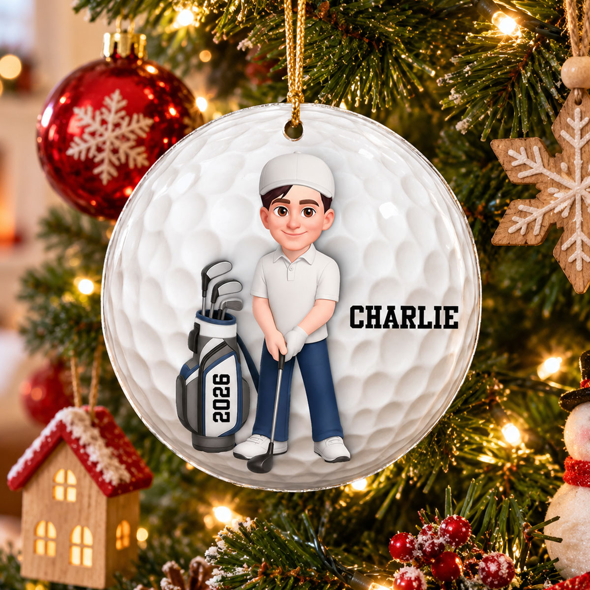 Cool Golfer - Personalized Acrylic Ornament - Christmas Gift, Christmas Keepsake For Golfers, Golfer Golf Club Keepsake