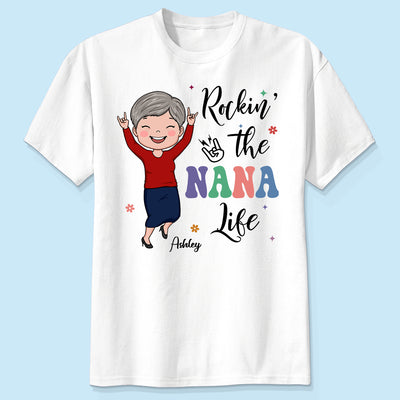 Rockin' The Nana Life Vector Woman Retro Style Personalized Shirt