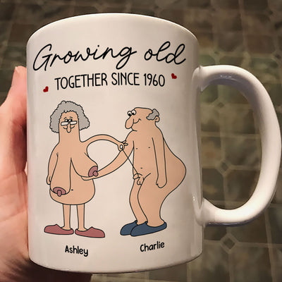 Want To Grow Old With You Funny Old Couple Anniversary Keepsake  Gift Personalized Mug