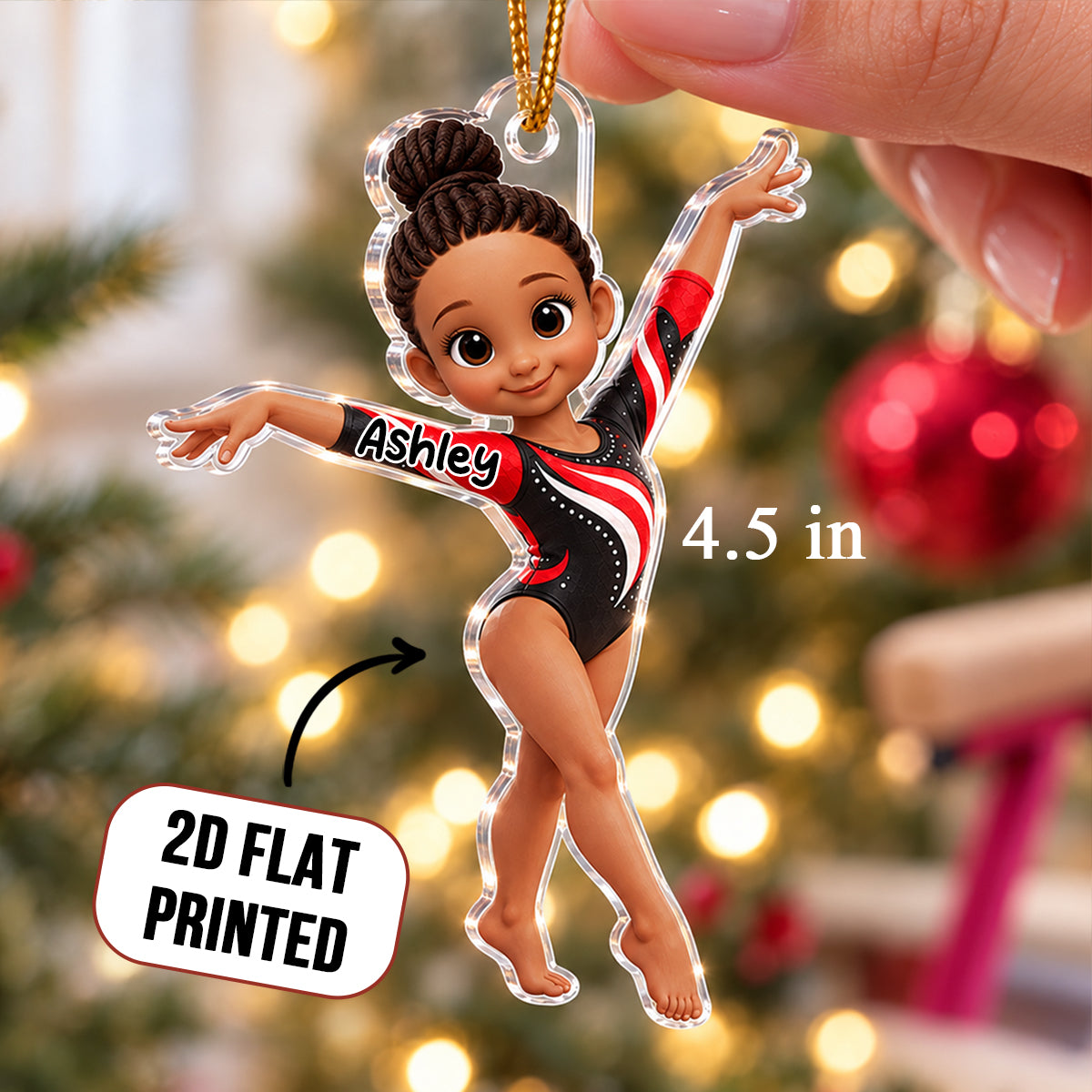 Gymnastic Girl Name - Personalized Acrylic Ornament - Christmas Gift for Daughter, Granddaughter
