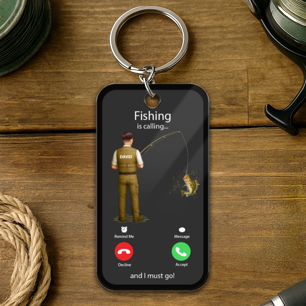 Fishing Calling Personalized Acrylic Keychain, Funny gift for Fisherman