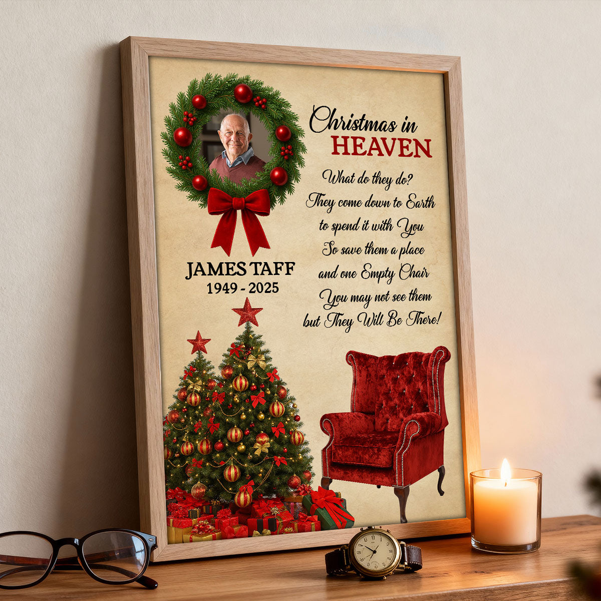 Christmas In Heaven Upload Photo Family Memorial - Personalized Poster