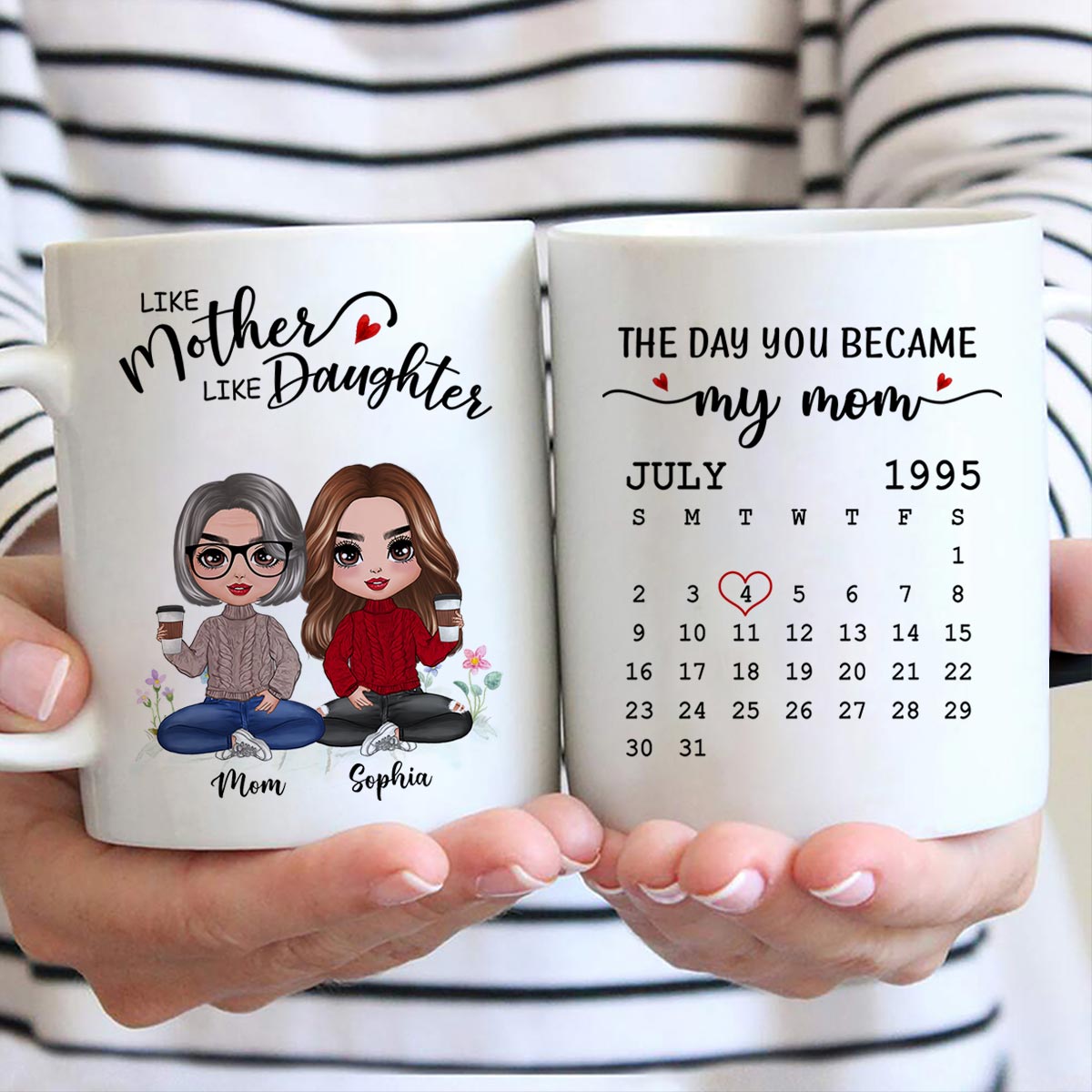Doll Like Mother Daughter The Day You Became My Mom Calendar Date Mother‘s Day Gift For Mom Personalized Mug