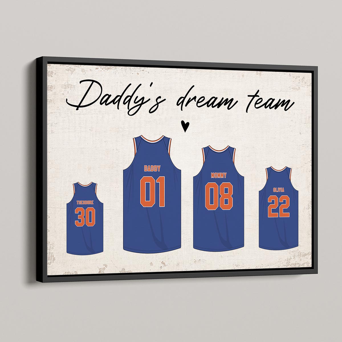 Daddy‘s Dream Team Basketball Personalized Poster, Gift For Dad Husband