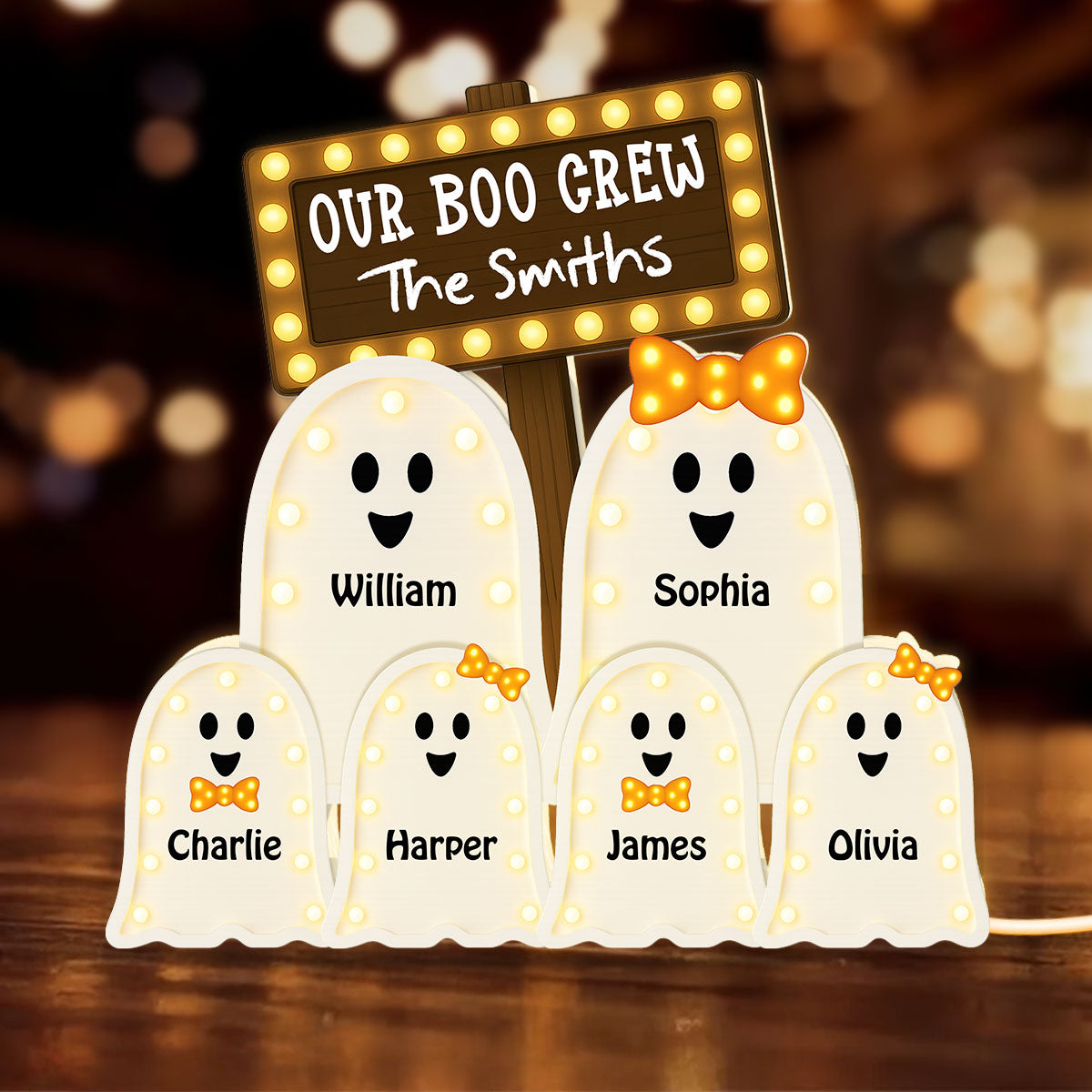 Halloween Boo Family Marquee Pattern Texture Personalized Light Box, Halloween Home Decoration