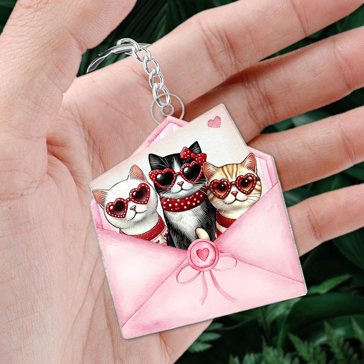 Cute  Cat In Letter Envelope Personalized Acrylic Keychain, Gift for Cat Mom, Cat Dad