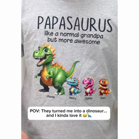 Grandpasaurus And Kids 3D Effect Dinosaurs Personalized Shirt, Father's Day Gift For Grandpa