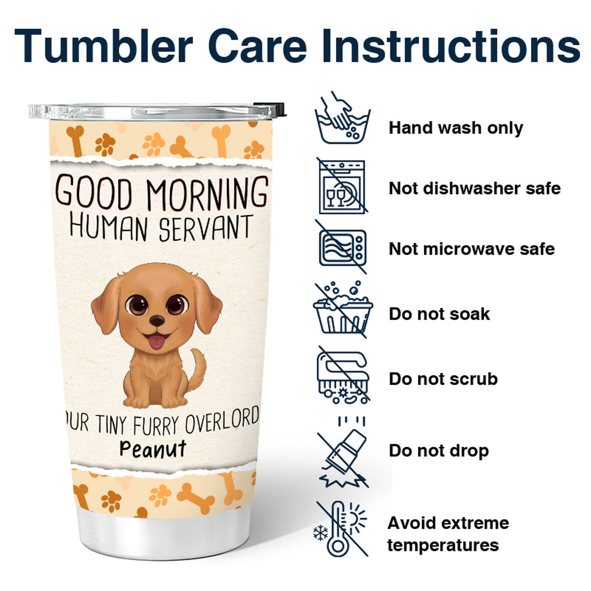 Watercolor Cute Dogs Good Morning Human Servant Personalized Tumbler