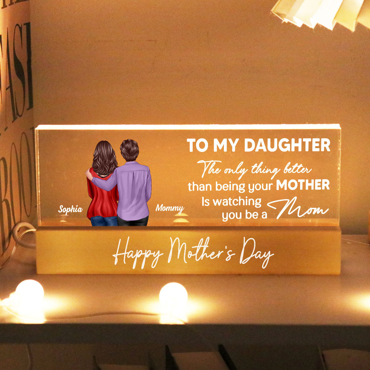 To My Daughter From Mom Personalized Acrylic Block LED Night Light