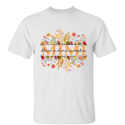 Fall Season Grandma With Grandkids Names Personalized Shirt