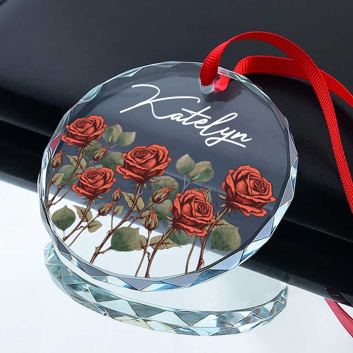 Birth Month Flower Best Friend Name Personalized Glass Ornament, Birthday Christmas Wedding Gift For Best Friends
