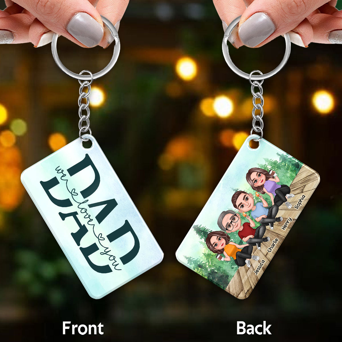 Dad Doll Sitting Men Women Forest Personalized Acrylic Keychain