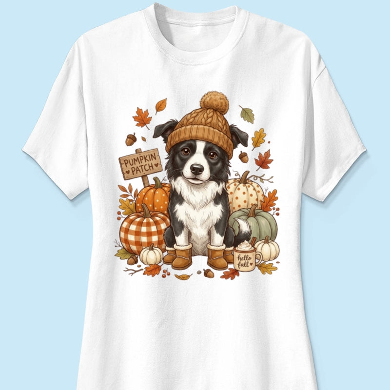 Custom Dog Photo Pumpkin Patch - Personalized Shirt - Fall Gift for Dog Moms, Cat Moms, Pet Lovers