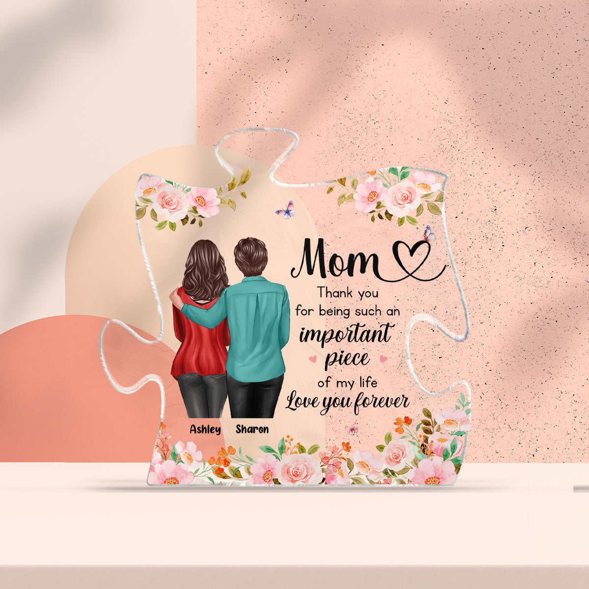 Mom You Are Important Piece Of My Life Personalized Acrylic Puzzle Block, Mother's Day gift for Moms