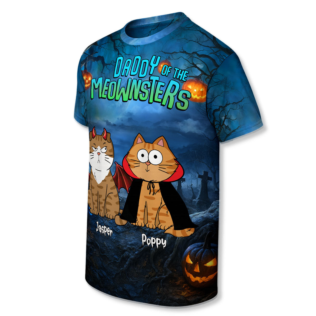 Halloween Night Mommy Daddy Of The Monsters Cats Personalized Shirt, Spooky Halloween Costume For Cat Lovers