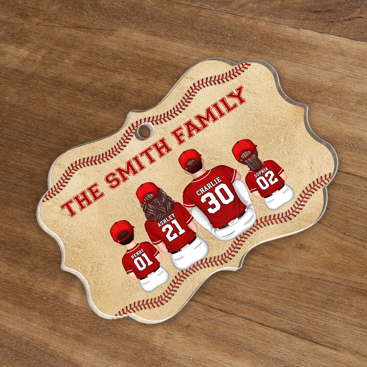 Vintage Baseball Family Sitting Personalized Acrylic Ornament