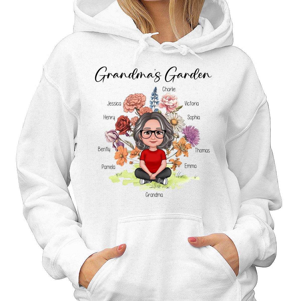 Grandma‘s Garden Crossed Legs Woman Grandkids Vintage Birth Flower Personalized Shirt
