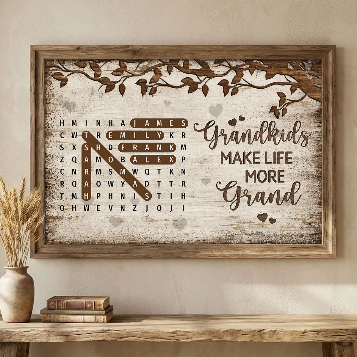 Grandkids Make Life More Grand Word Search Puzzle - Personalized Poster - Gift For Grandma, Grandpa, Grandparents